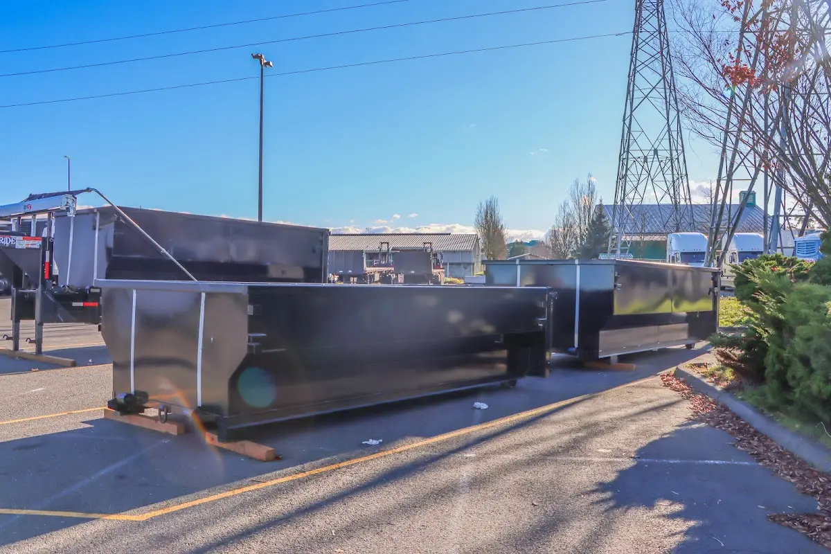 Roll-off dumpster ready for waste disposal at job site for Concrete Dumpster Rental in Arden Hills